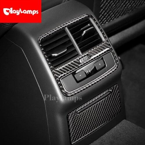 Carbon Fiber Rear Air Condition Cover Trim Air Outlet Decor Car Styling Stickers car ashtray cover For Audi a4 2017
