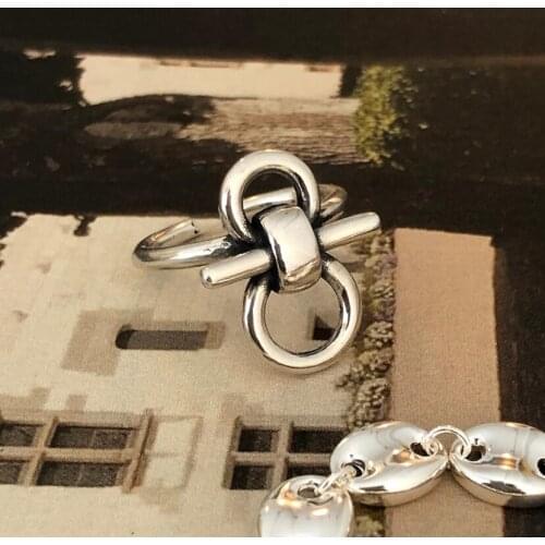 SHANICE SS925 Sterling Silver Open ring ins cold talk style fashion personality niche retro ring Handmade Unique Design charm