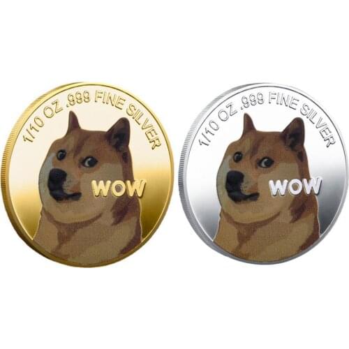 Gold/Silver Plated Dogecoin Crypto Currency Commemorative Coins Collection Dog Pattern Souvenir Gift Home Decoration Craft