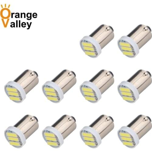 10pcs BA9S 434 T4W 3 LED 7020 SMD H6W Car Auto Interior Reading Lights Dome Lamp DC 12V