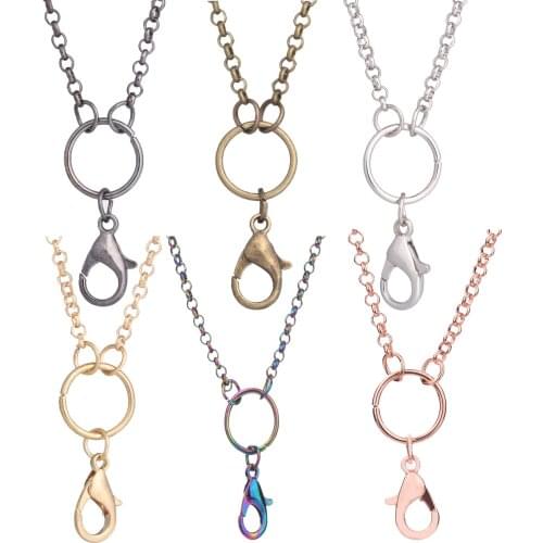 10pcs/lot 55-70cm 2.5mm width copper Link Rolo Chain long Necklace Chain For Floating locket pendant DIY Jewelry Making 6 Colors