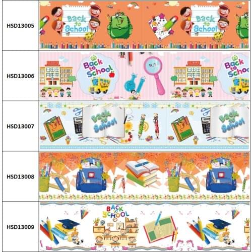 10yard Cartoon Back to School Printed Grosgrain Ribbon Accessory Hairbow Headwear Decoration DIY Wholesale OEM 38MM 75MM