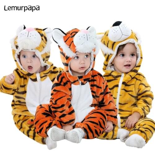 2021 Baby Clothes Romper Animal Leopard Panda Tiger Toddler Boy Girl Onesie Newborn Baby Rompers Zipper Warm Festival Jumpsuit