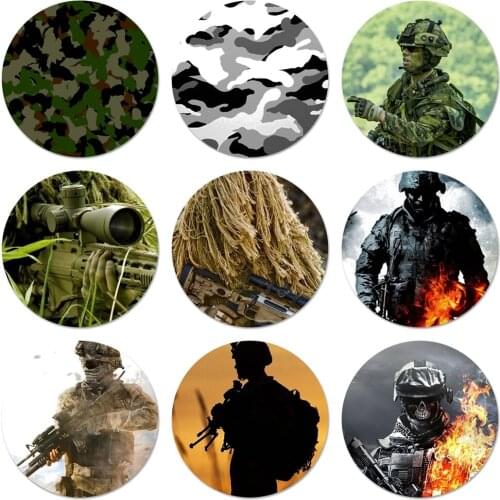 Army Soldier camouflag Icons Pins Badge Decoration Brooches Metal Badges For Backpack Decoration 58mm