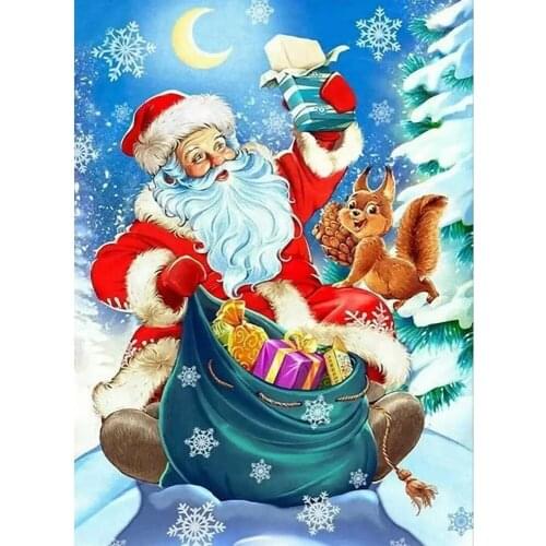 ARMYQZDIY 5D Diamond Painting Santa Claus Round Diamond Square Diamond Figure Resin Home Picture Collection Creative Home Hangin
