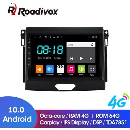 9" Android 10.0 RAM 4G ROM 64G Car DVD GPS Radio Multimedia Video Players For Ford Ranger 2016 2019 navigation autoradio