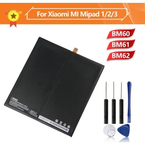 BM60 BM61 BM62 Phone Battery For Xiaomi MI Mipad 1 2 3 A0101 6700mAh BM60 Replacement Battery + Tool