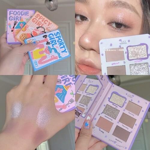 6 Colors Shimmer Matte Eyeshadow Palette Waterproof Glitter Diamond Pigmented Eyeshadow Pallete Metallic Makeup Palette Cosmetic