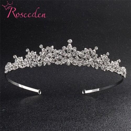 Shining Rhinestones Wedding Hair Tiara Beautiful Flower Women Bride Hair Jewelry Hot Sale RE3557