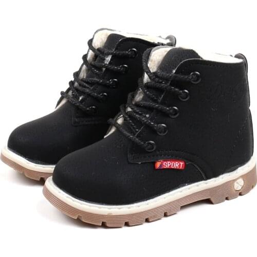 2021 Size 21-30 Martin Boots Children Casual Shoes Winter Boys Shoes PU Leather Soft Antislip Girls Boots Sport Running Shoes
