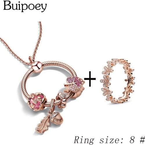 Buipoey O Snake Chain Charm Necklaces For Women Acorn Leaves Hedgehog Beaded Pendant Clavicle Chain Choker 2020 New Jewelry Gift