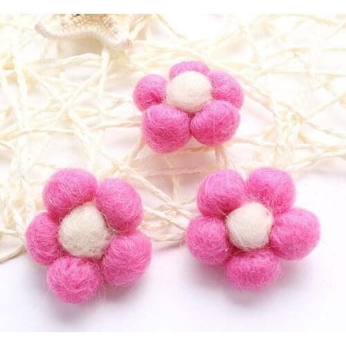 5pcs/set Wool Felt Flower Handmade for DIY Jewelry Hair Garment Accessories flores fieltro de lan Christmas Decoration