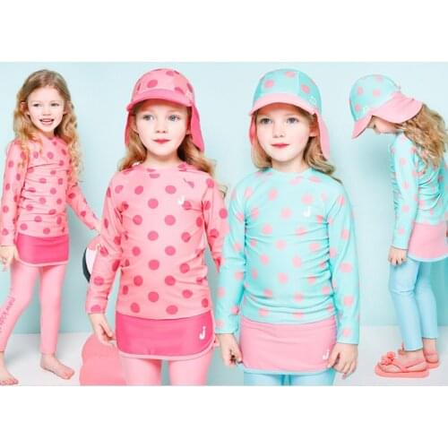 Children 3 Pcs Swimsuit Kids Baby Girls Swimwear Boys Long Sleeve Surfing Wear Bathing Suit Baby Sandy Rash Guard+Cap 2-12Y
