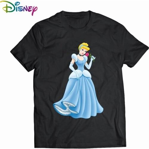 Disney Woman Shirt Vogue Princesses T-Shirts Funny Tshirt for Girls Cute Cartoon Party Print Womens Summer Camisetas De Mujer