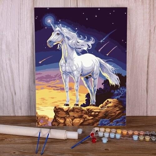 Cartoon Rainbow Unicorn Horse Animal DIY Paint By Numbers Package Acrylic Paints 40*50 Oil Painting New Design For Art