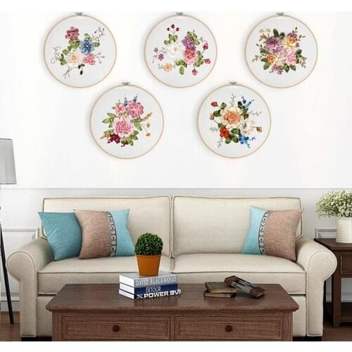 Creative European DIY Ribbon Embroidery Kits for Beginner Handmade Needlework Cross Stitch Sets Swing Craft Painting Home Decor