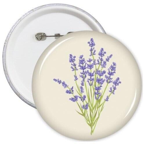 Flowers Plant Painting lavender Round Pins Badge Button Clothing Decoration 5pcs Gift