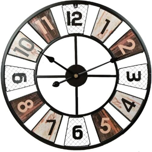 Creative Decoration Iron Art Retro Living Room Bedroom Interior Clock Round Alloy Making Metal Wall Clock