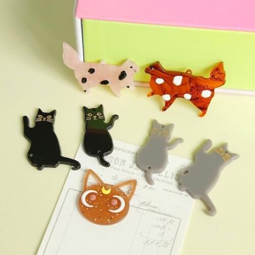 Sweet Japanese resin acetate cute cat earrings pendant DIY handmade jewelry accessories necklace material