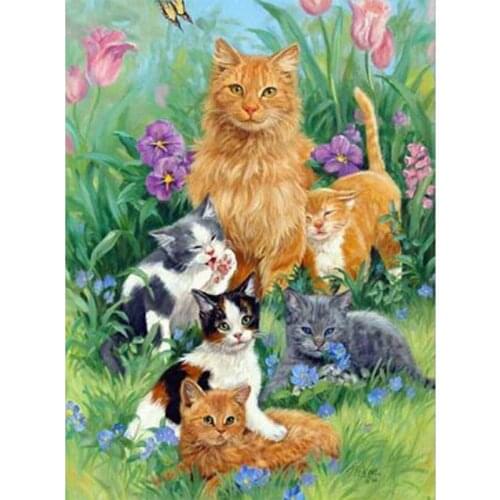 Cute Cat Square Round 5D Diamond Painting Diy Full Drill Rhinestones Embroidery Sale Animal Flowers Needlework ChristmasZP-4053