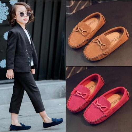 Children Bowknot Loafers Flock Round Toe Girls Causal Shoe New Soft Baby Shoe Size 21-35