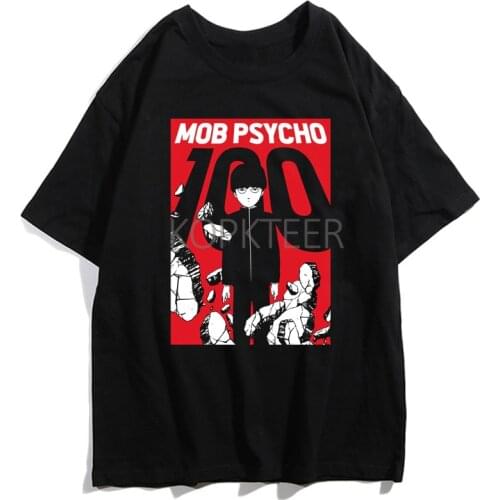 Mob Psycho 100 Shigeo Arataka Anime T-shirts Men Harajuku Cartoon Short Sleeve Tops & Tees Fashion Casual Hip Hop Male Clothing