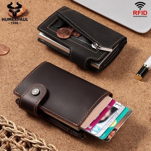 Men RFID Anti-theft Smart Card Wallet Thin Pop up ID Card Holder Automatically Solid Metal Bank Credit Card Holder Business Mini