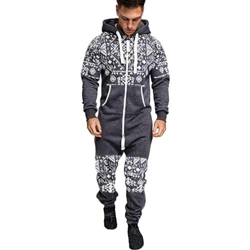 Autumn men sets fashion double zipper Fleece male jumpsuit tide cool Hip hop printing tracksuit men jogging Hooded suit