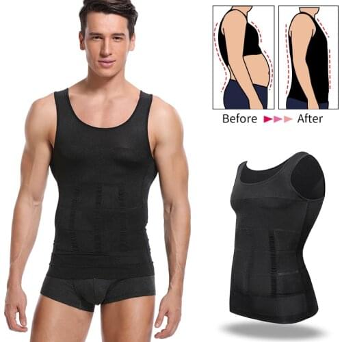 Mens Body Shaper Abs Abdomen Slimming Compression Shirts Belly Reducing Shapewear Corset Top Fitness Hide Gynecomastia Underwear