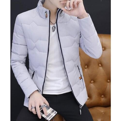 DYB&ZACQ Cotton-padded Clothing Trend New Warm Men Down Cotton-padded Clothing Youth Standing Collar Thick Coat Clothes 3XL