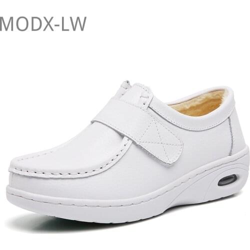 2021 autumn and winter new fashion casual adult womens shoes Nurse shoes white flat leather fashion white shoes