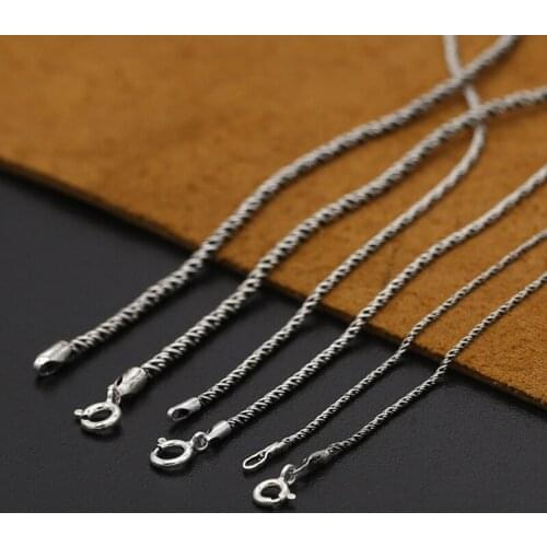 Hemp Rope Necklace Silver 925 Retro Classic 925 Sterling Silver Necklace Unisex Crude 1mm-2mm Statement Pendant Necklace
