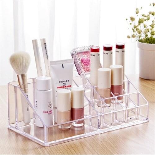 12 Grids Transparent Acrylic Lipstick Cosmetics Storage Box Makeup Brush Holder Desktop Nail Polish Skin Care Makeup Organizer