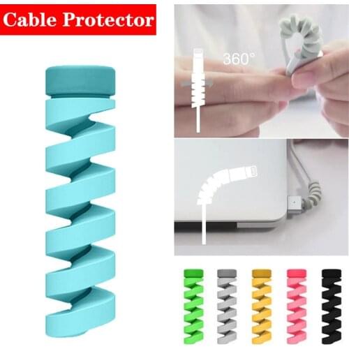 Data Cable Protector Multicolor Spiral for Mobile Phone Charging Data Cable Holder Cover Clip Charger Cord Organizer Management