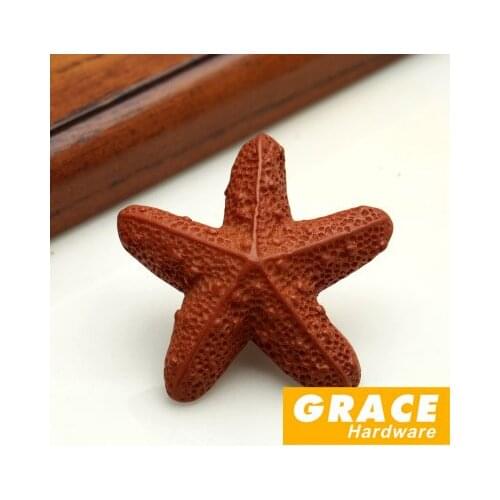 Starfish Ocean Marine Coat Resin Handle Pastoral Kids Home Furniture Cartoon Drawer Cabinet Knobs