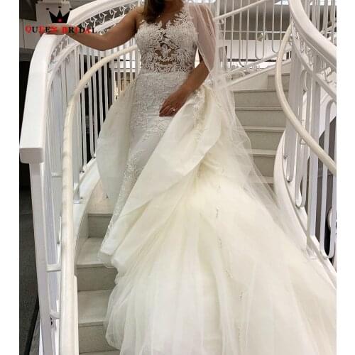 Long train luxury crystals sequins lace beaded wedding dress 2021 bride dresses wedding gown dress for wedding XD79