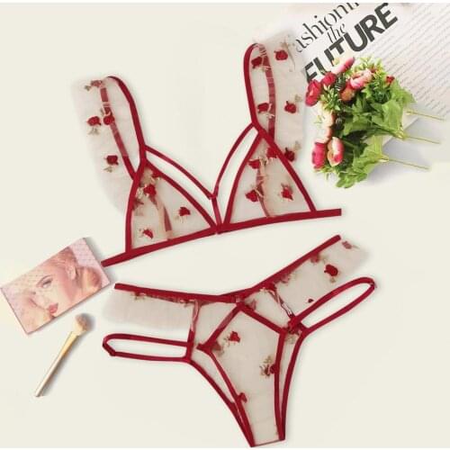 Sexy Transparent Micro Bikini Erotic Lingerie Set Women Sexy Lace Costume Lingerie Lace Bras Thong Set Womens Underwear