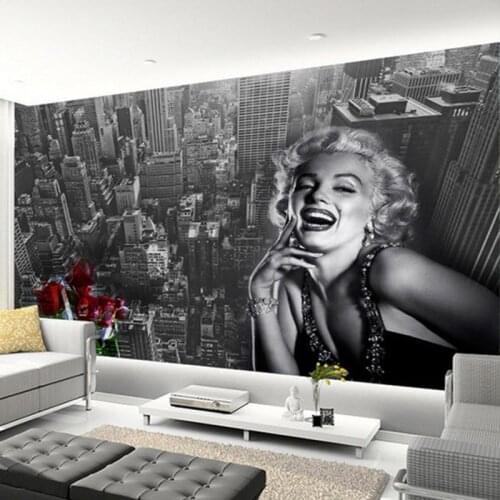 Modern Simple Black And White Building Marilyn Monroe Photo Wallpaper Living Room Restaurant Shopping Mall Decor Mural 3D Fresco