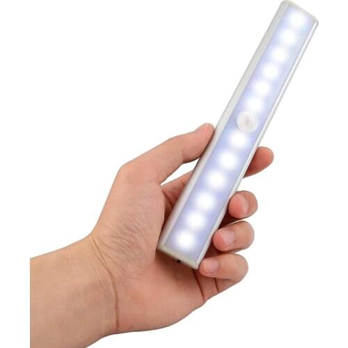 12 LED PIR Motion Sensor Light USB Charging LED Under Cabinet Night Light Cupboard Wardrobe Bed Lamp For Closet Stairs Kitchen