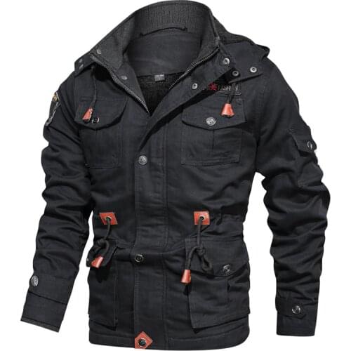 Thick Warm Mens Parka Winter Jacket Fleece Multi-pocket Casual Tactical Army Jacket Men Plus Size 5XL Hooded jaquetas masculina
