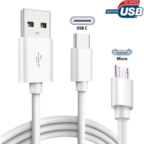 USB Cable Type C/Micro Cable 5ft, 2 in 1 Data and Charging Cable for Mobile Phone, Laptop, Charging Station, Power Bank, Tablet