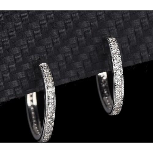S925 Sterling Silver Fashion large Hoop Earrings Female Temperament Single Row Diamond Personality Exaggerated Custom