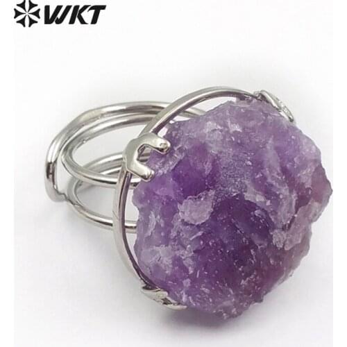 WT-R313 wholesale Fashion angel quartz ring for women gift natural aura quartz crystal colorful spirit rings with silver color