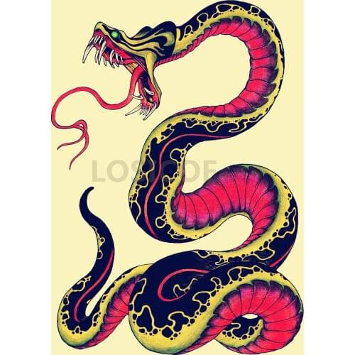 Snake Retro Tattoos Patterned Posters Kraft Paper Sign Painting Restoring Wall Sticker Barber Shop Home Decoration