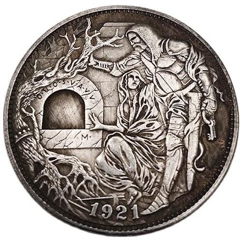 1921 US Hobo Coin Man And Woman Commemorative Coin Brass Silver Plated Crafts Home Decoration Gifts Collect Coins 1Pcs