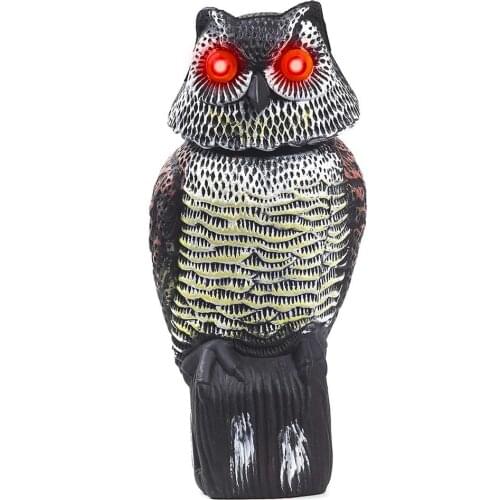 360-degree Shaking Head Owl Garden Ornaments Lighting Owl Decoy Statue Large Scarecrow Garden Decoration Accessories