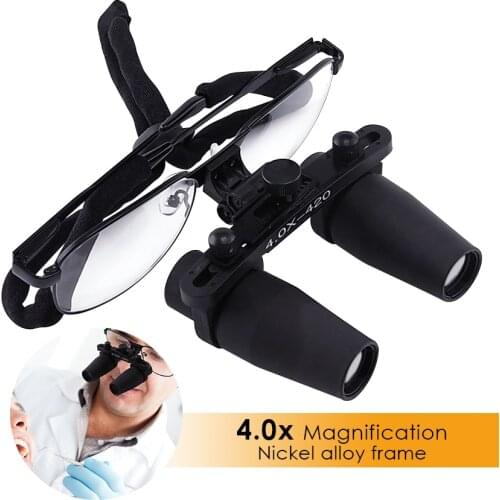 4.0x 4x Magnification Nickel Alloy Frame Binocular Dental Loupes Surgical Medical Dentistry Prismatic Keplerian Style 420mm