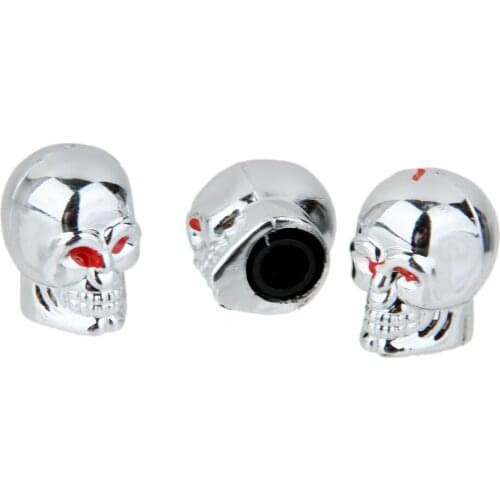 5PC FASHION PUNK RED EYES EVIL SKULL VALVE CAPS FOR CARS TRUCKS BIKE