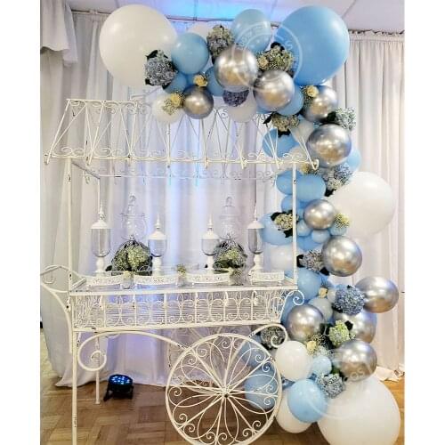 66pcs Macaron Blue White Balloon Garland Arch Kit Metallic Silver Globos Wedding Baby shower Happy Birthday Party Decor Supplies