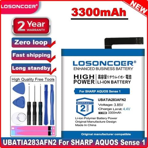 LOSONCOER 3300mAh UBATIA283AFN2 Battery For SHARP AQUOS Sense 1ICP5/63/62 Good Quality Mobile Phone Batteries+Free Tools